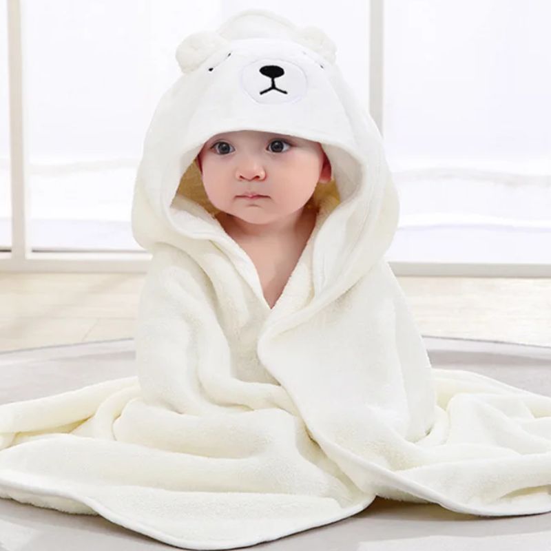 Serviette De Bain Bébé Avec Capuche Animale Douce Et Absorbante
