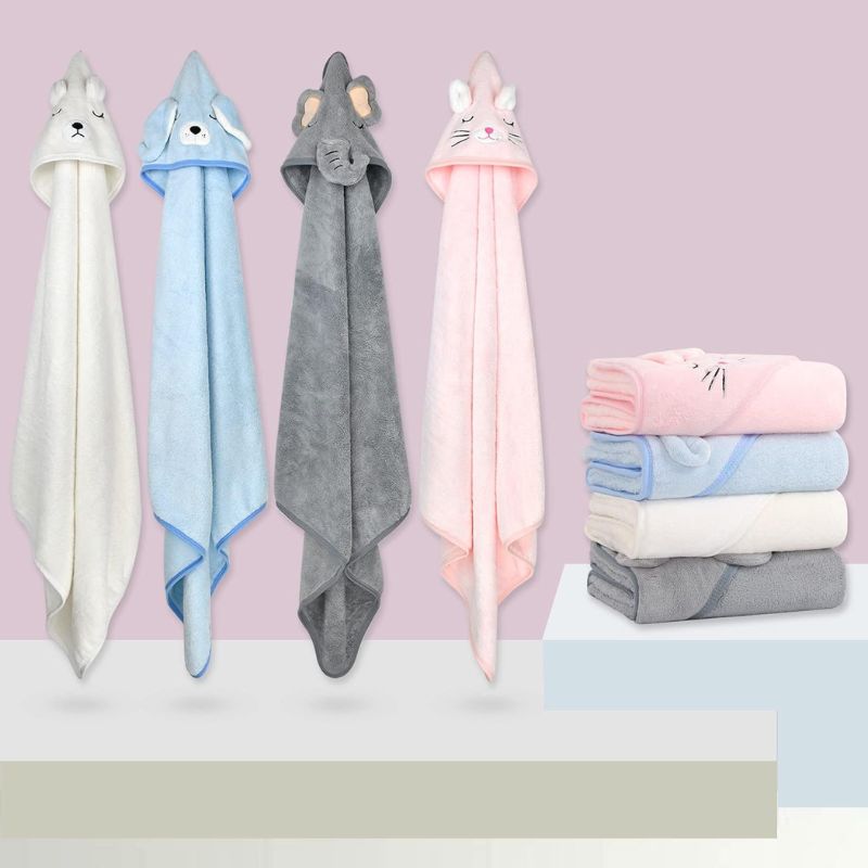 Serviette De Bain Bébé Avec Capuche Animale Douce Et Absorbante